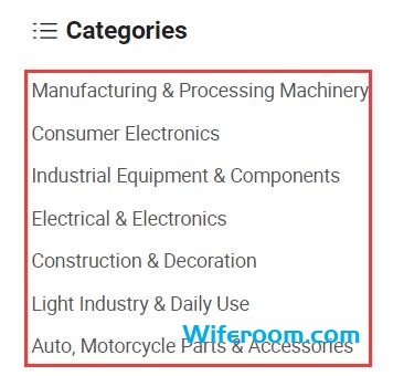 The products categories of Made in China