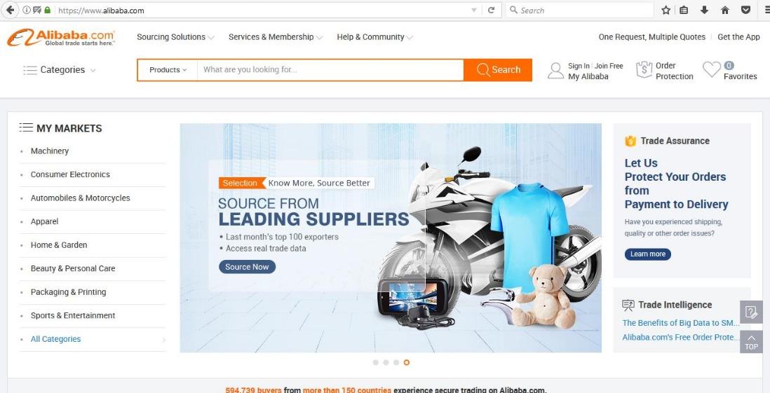 website of Alibaba